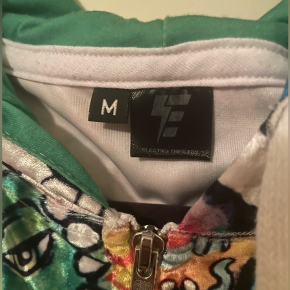 Electro Threads Crushed Velvet 90s Nostalgia Hoodie Jacket Unisex Size M - Picture 3 of 5